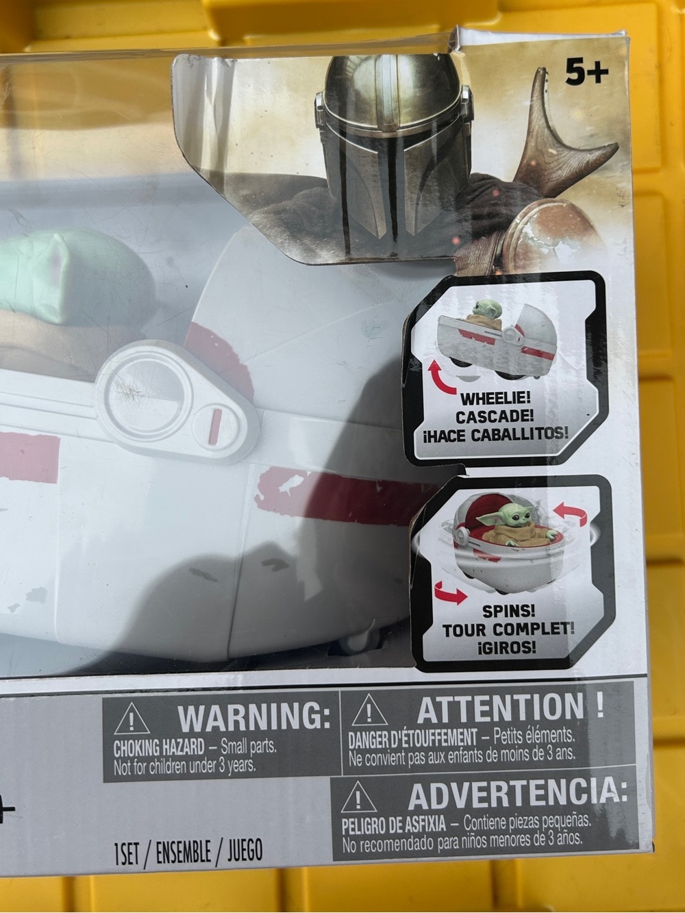 Disney Grogu Figure in White Pod with Green Head and Red Accent - Picture 3 of 5